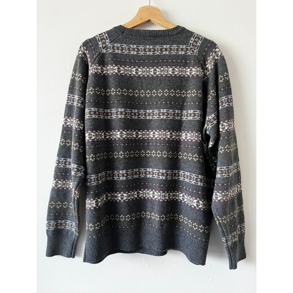Peter Millar Mountainside Fair Isle Crew Neck Wool Blend Sweater Gray size XL - Picture 8 of 14
